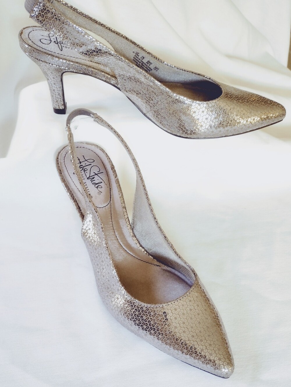Sleek and Sexy Metallic Silver Slingback Shoes